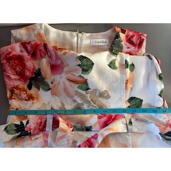 Calvin Klein Dress Sz 12 White & Pink Floral Asymmetric Hem Easter Fairy Cottage - Picture 10 of 10